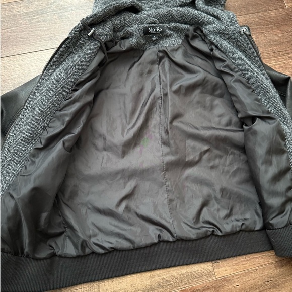 FREE SHIPPING Mo-Ka Black and Gray Vegan Leather Jacket - Picture 4 of 10